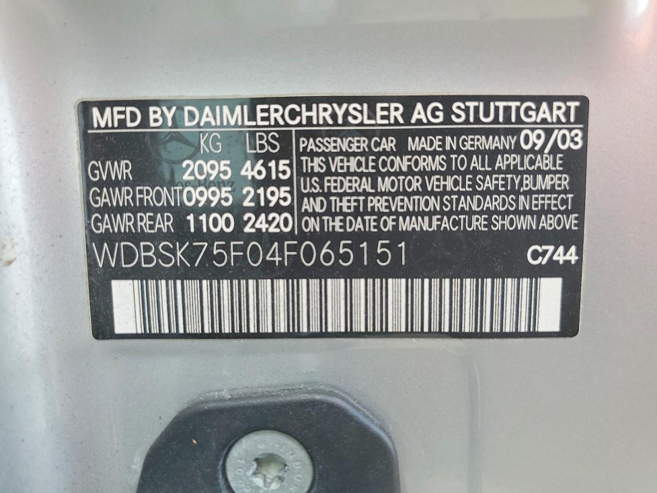 2004 MERCEDES-BENZ SL-CLASS