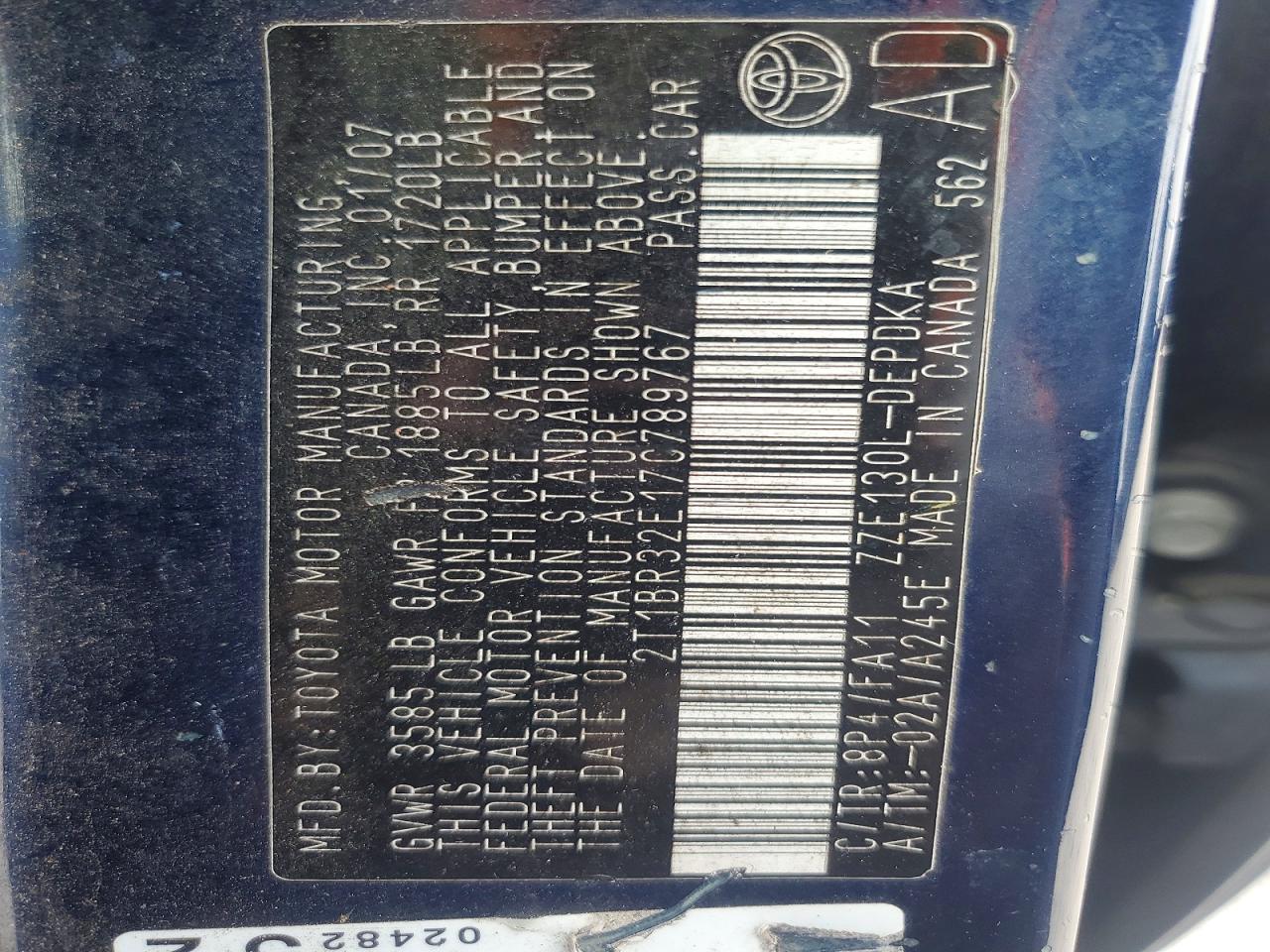 2007 TOYOTA COROLLA