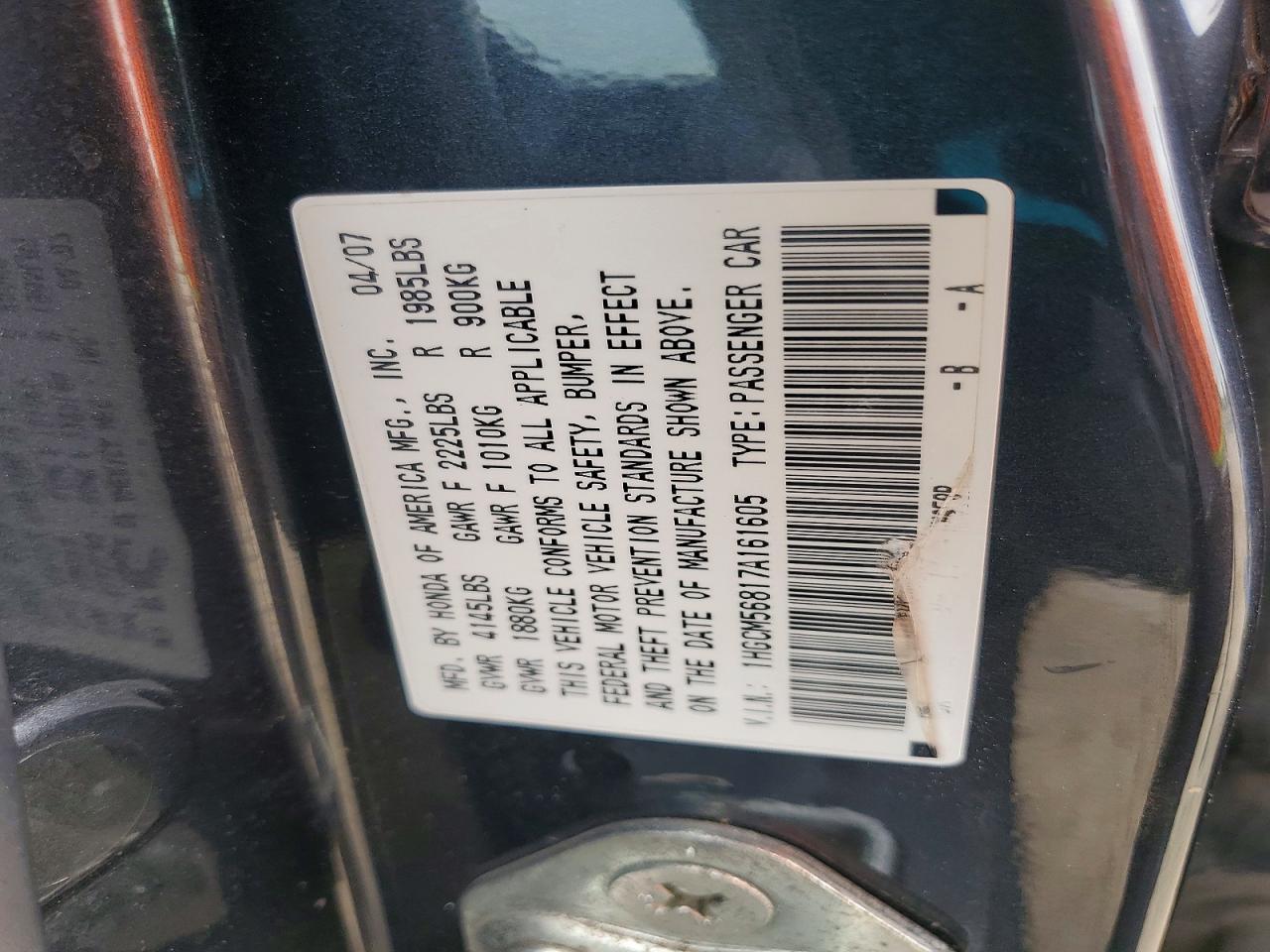 2007 HONDA ACCORD