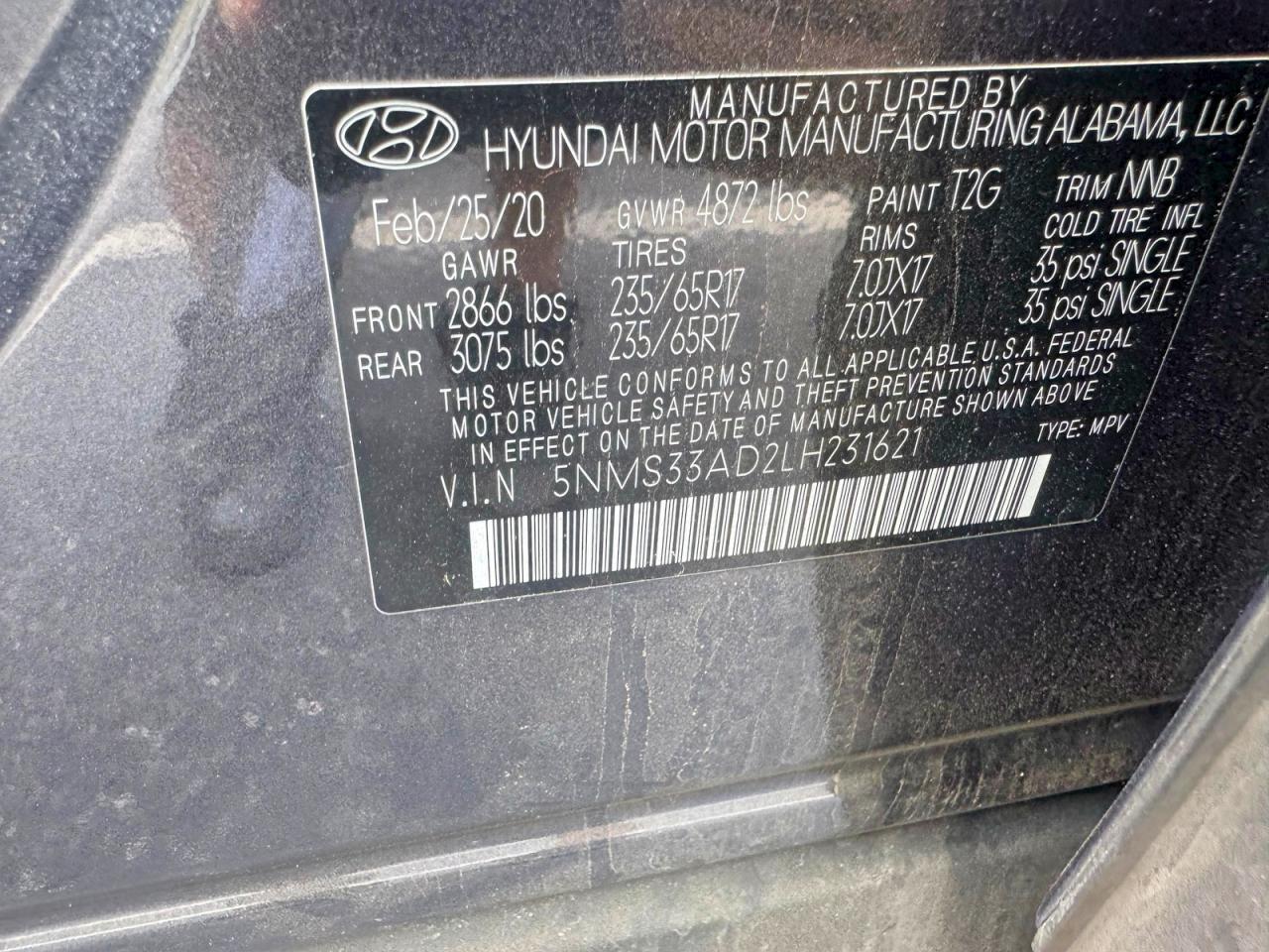 2020 HYUNDAI SANTA FE