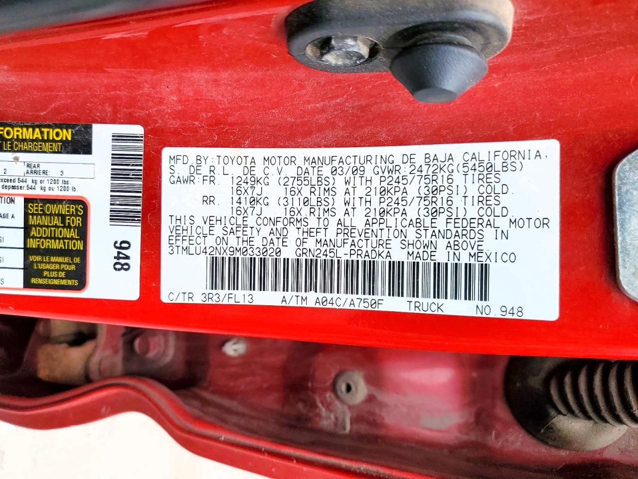 2009 TOYOTA TACOMA