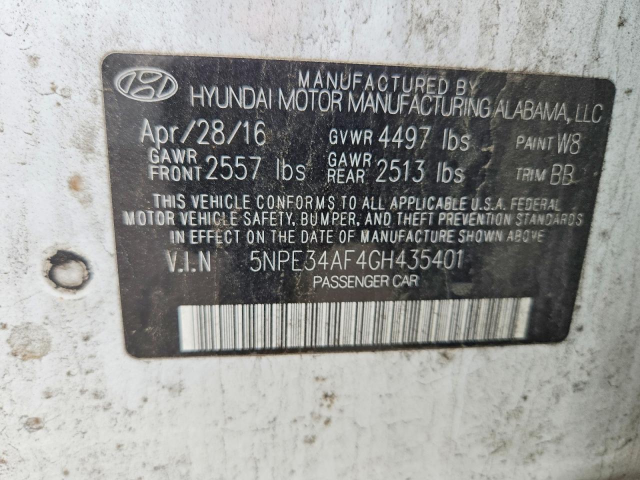 2016 HYUNDAI SONATA