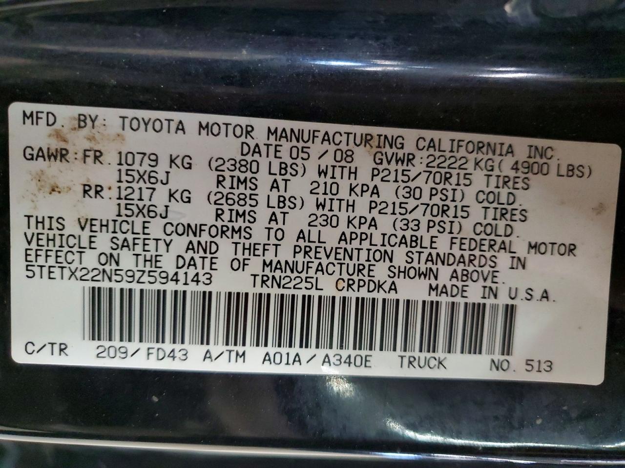 2009 TOYOTA TACOMA