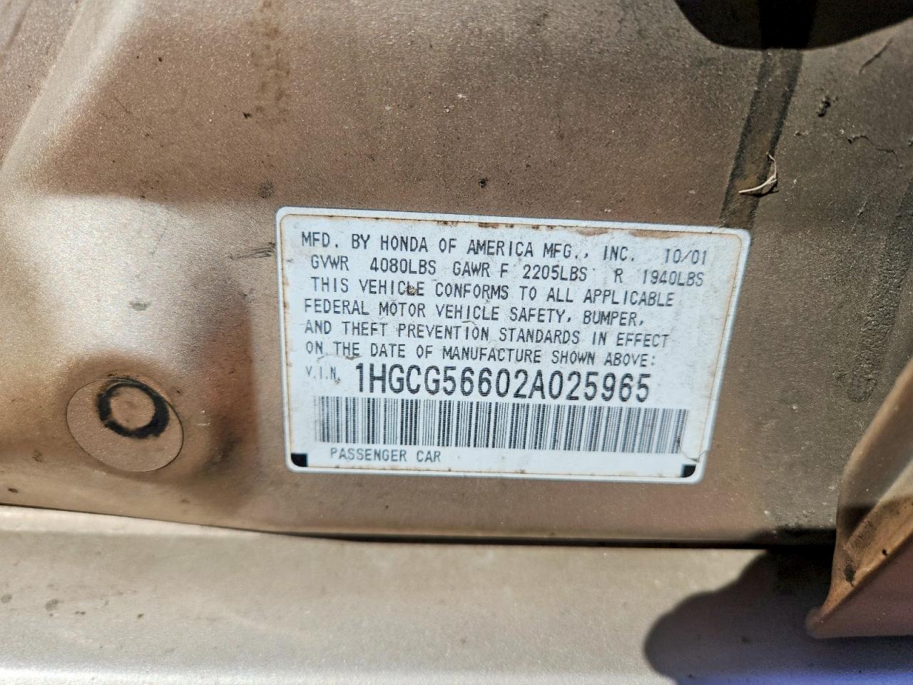 2002 HONDA ACCORD