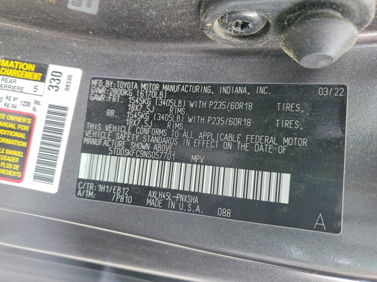 2022 TOYOTA SIENNA