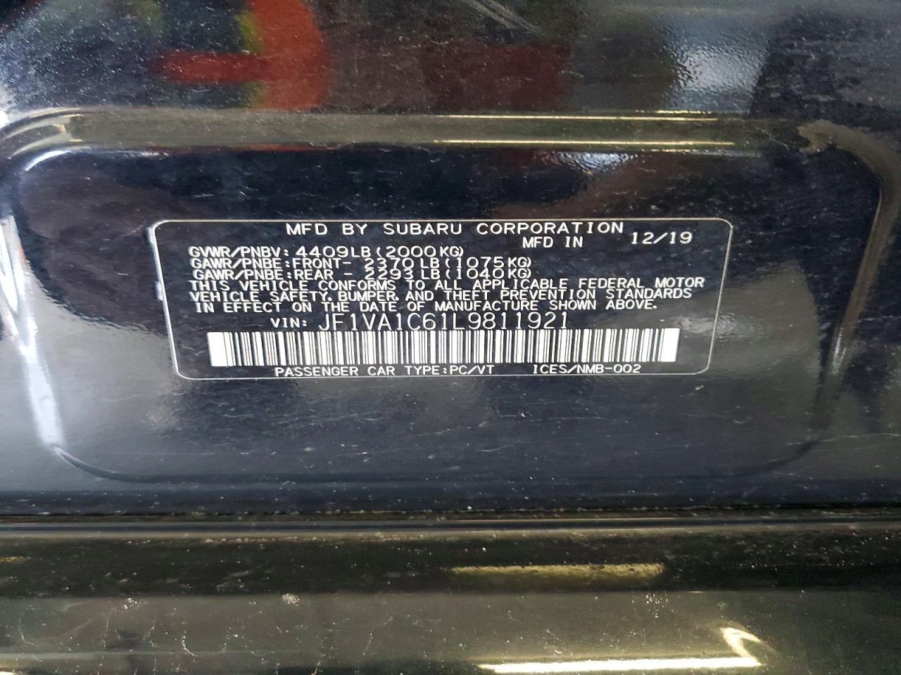 2020 SUBARU WRX