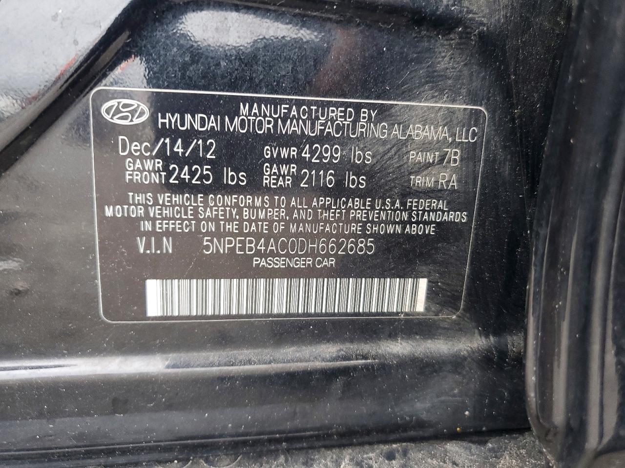 2013 HYUNDAI SONATA