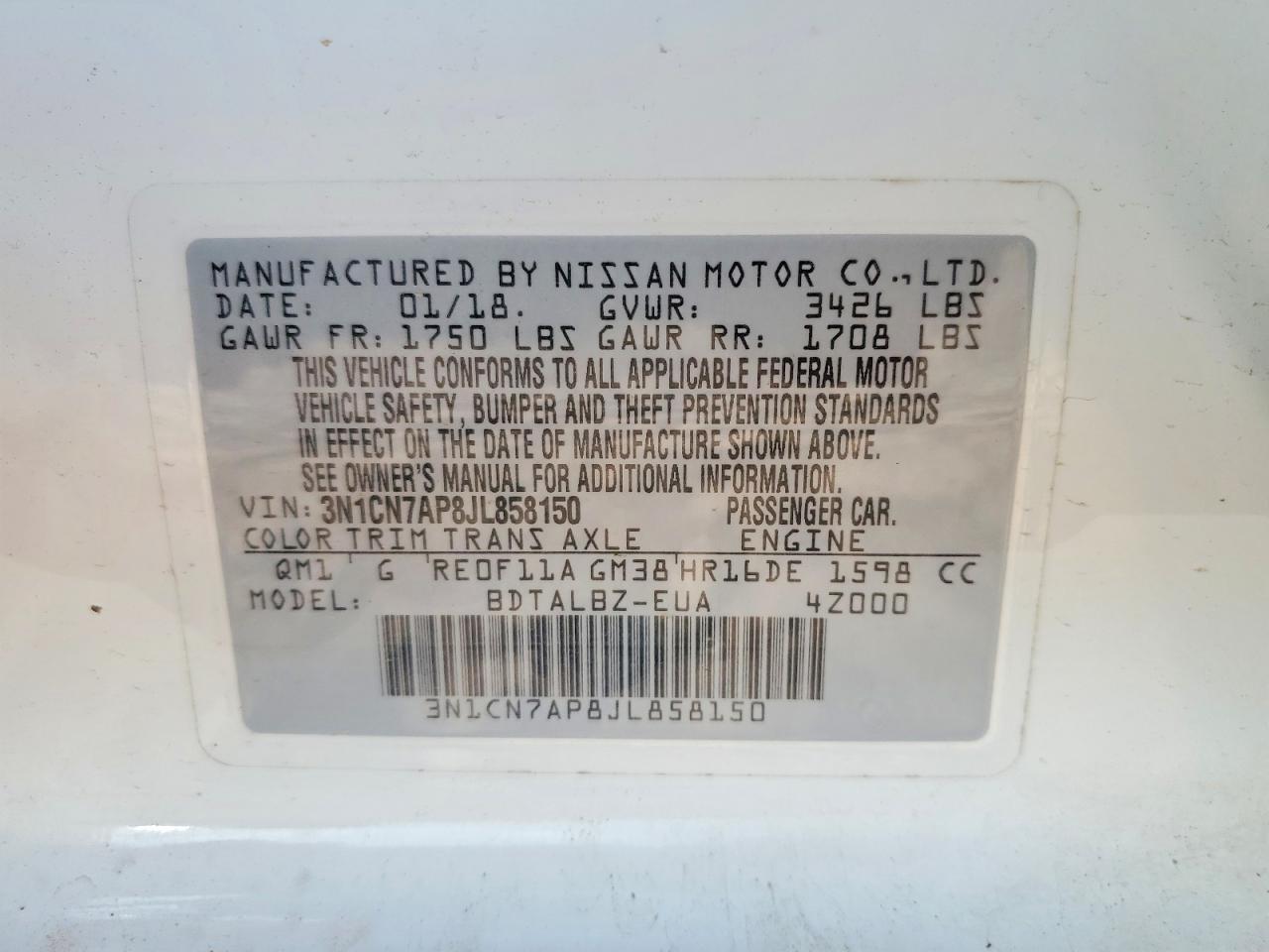 2018 NISSAN VERSA