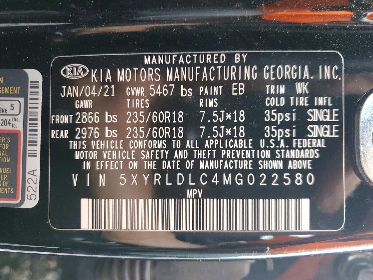 2021 KIA SORENTO