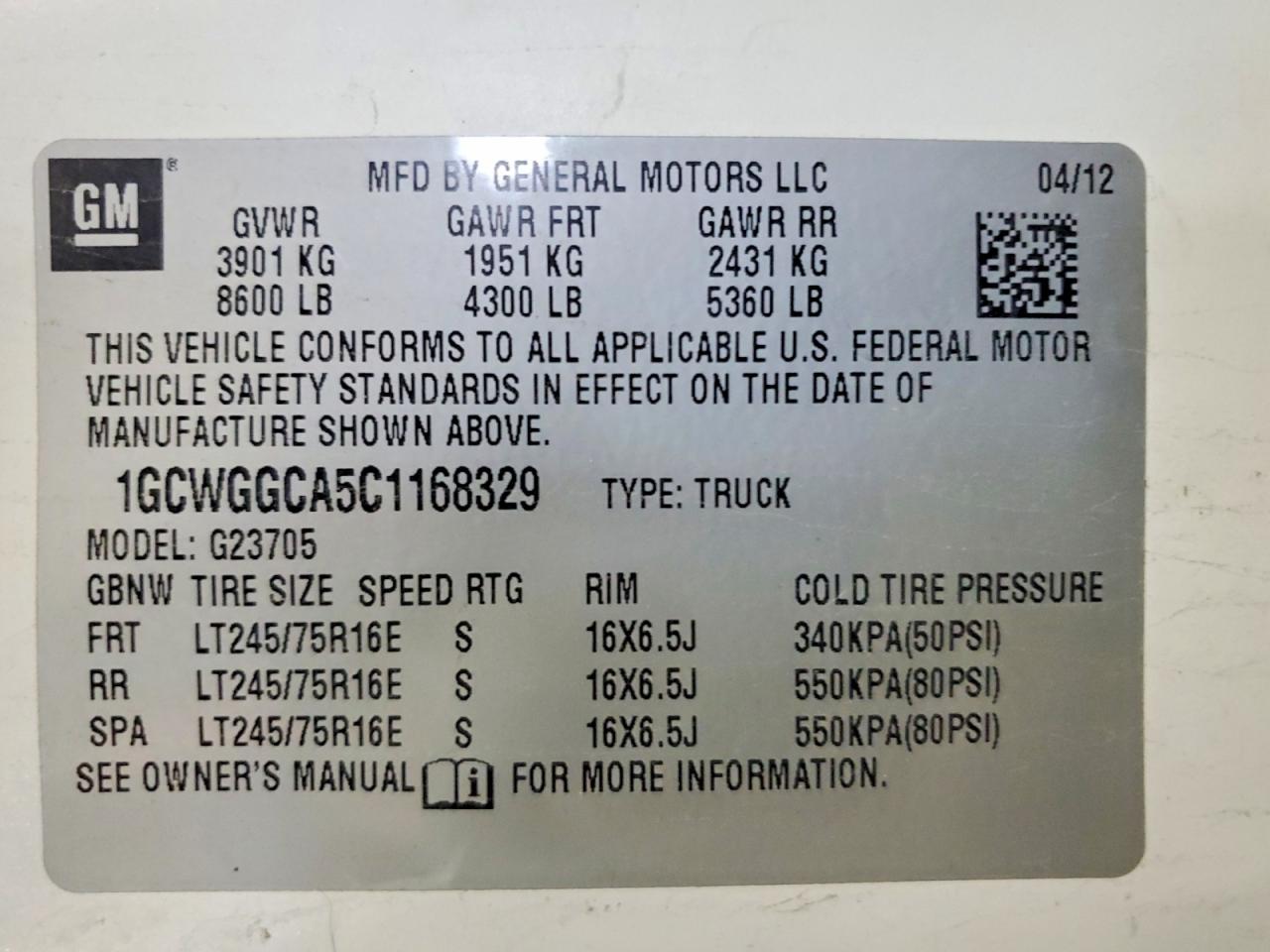 2012 CHEVROLET EXPRESS