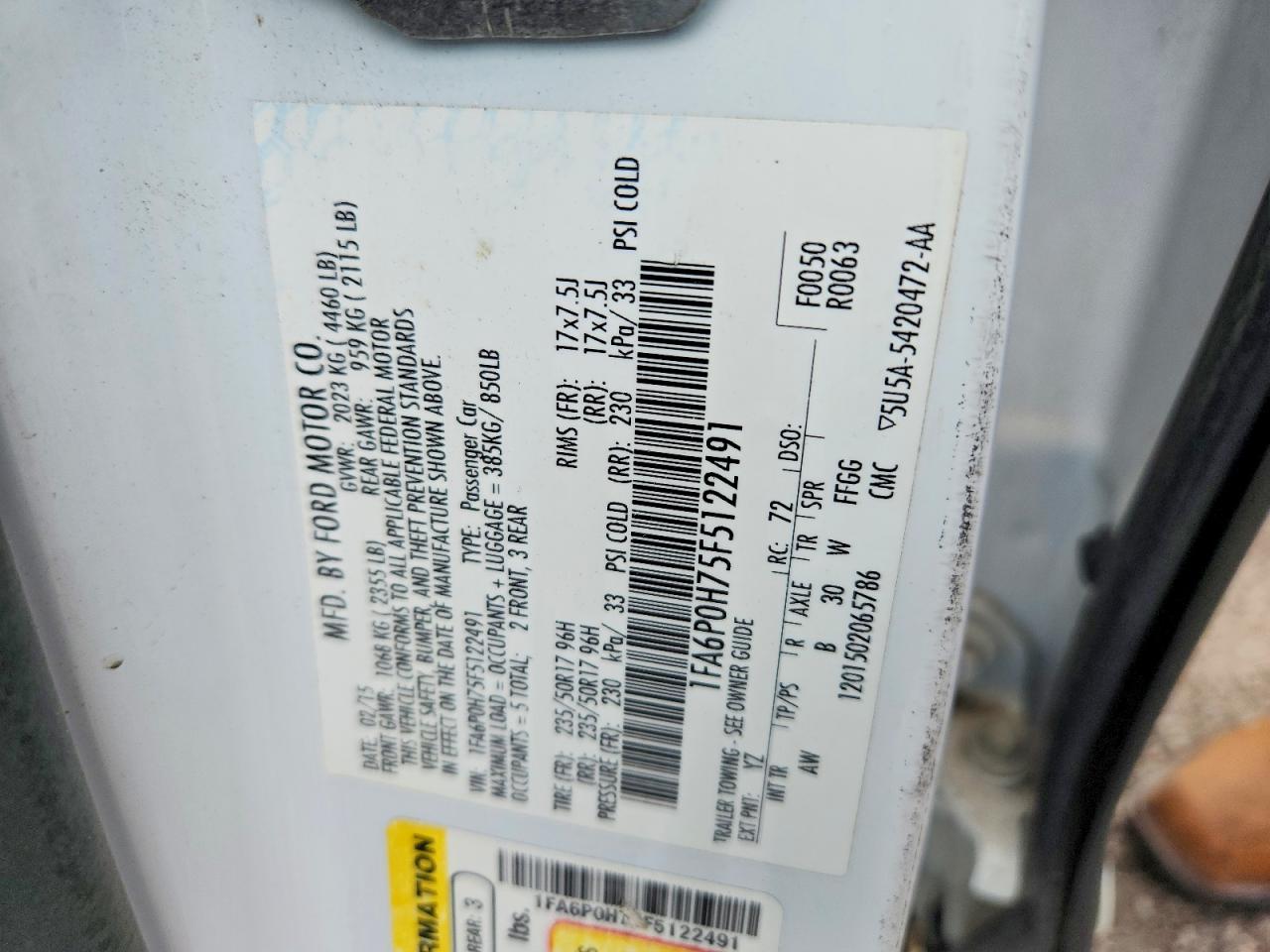 2015 FORD FUSION