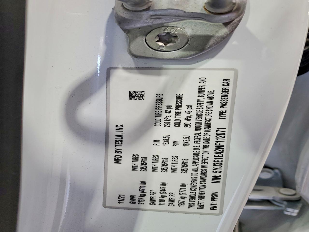 2022 TESLA MODEL 3