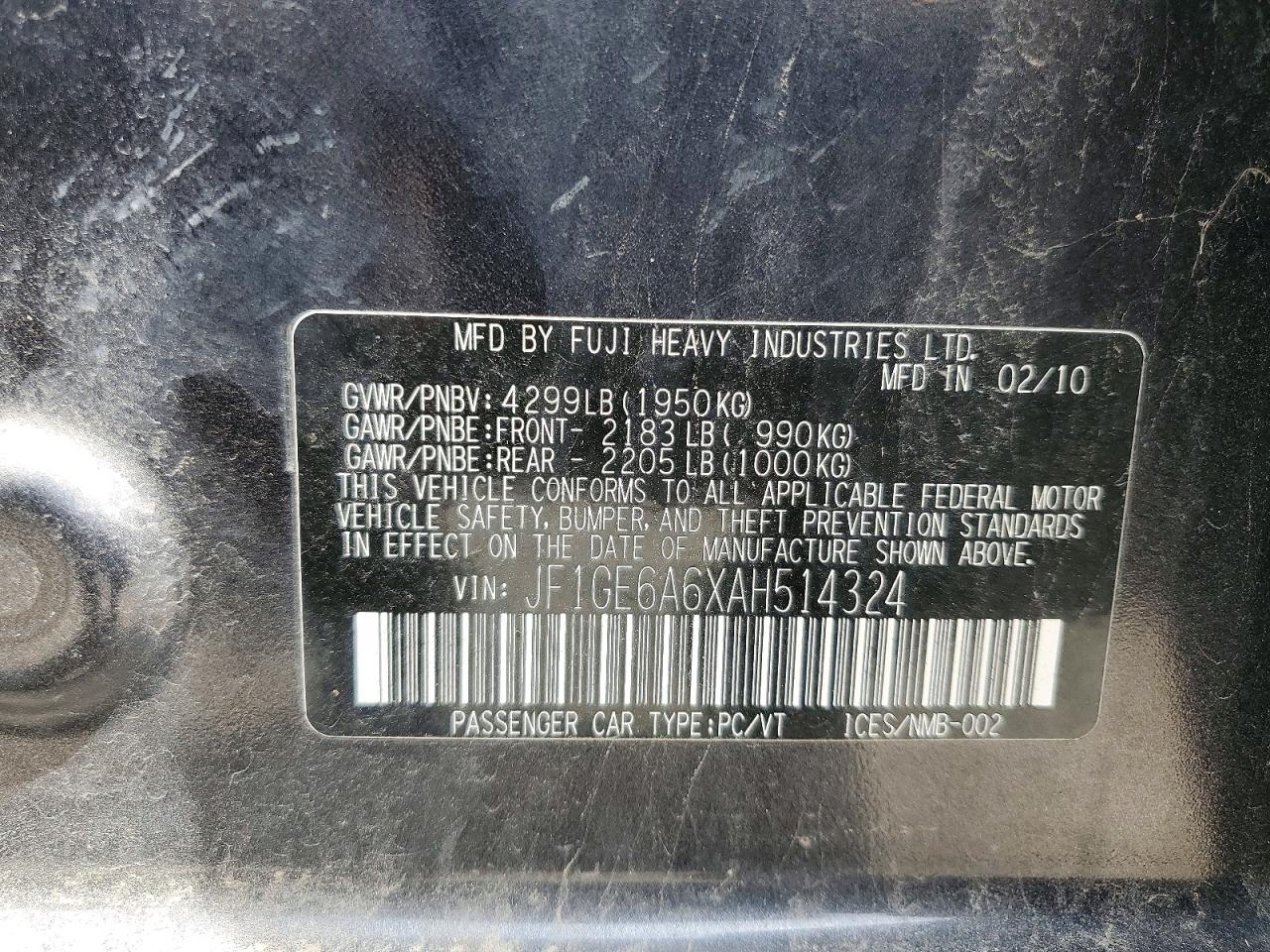 2010 SUBARU IMPREZA