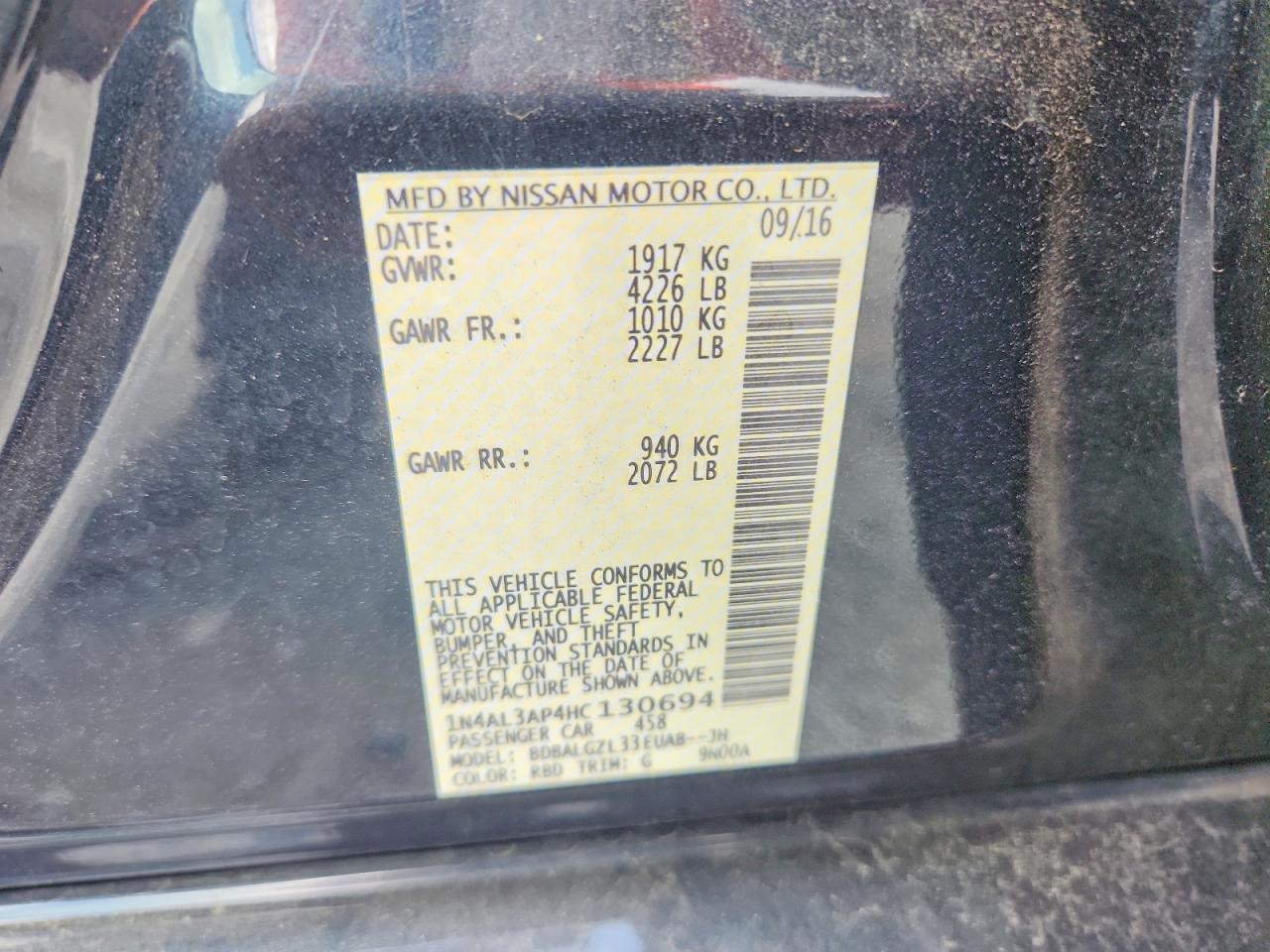 2017 NISSAN ALTIMA
