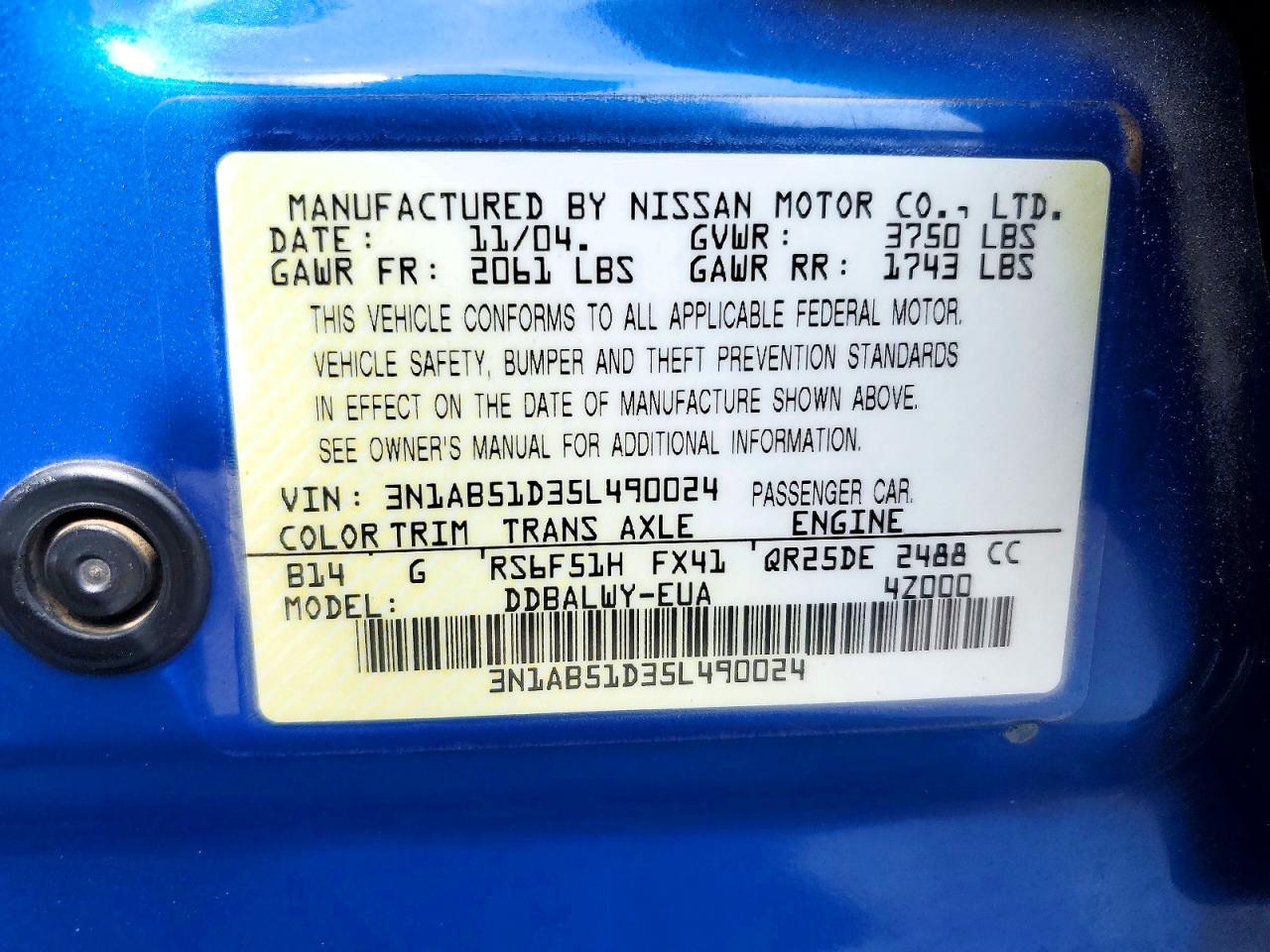 2005 NISSAN SENTRA
