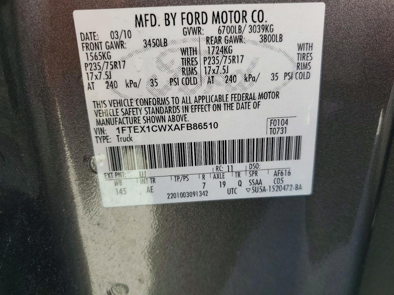 2010 FORD F150