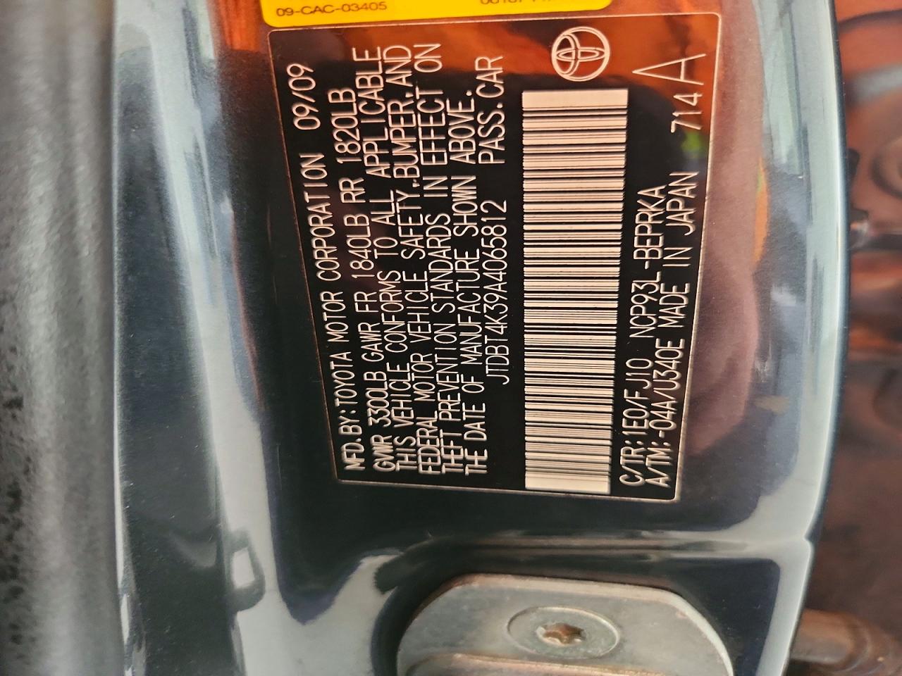 2010 TOYOTA YARIS