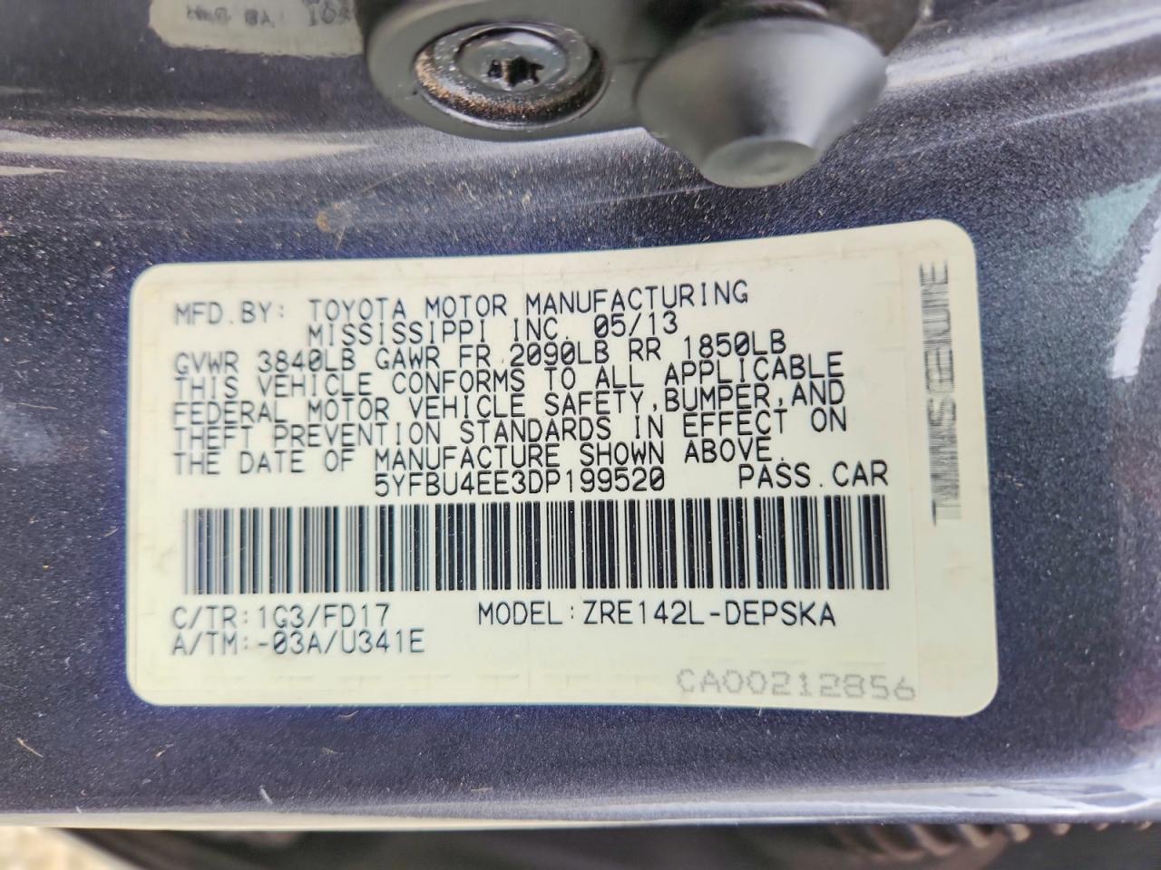 2013 TOYOTA COROLLA