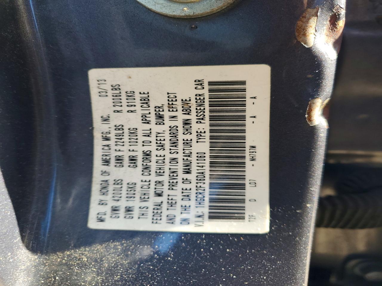 2013 HONDA ACCORD