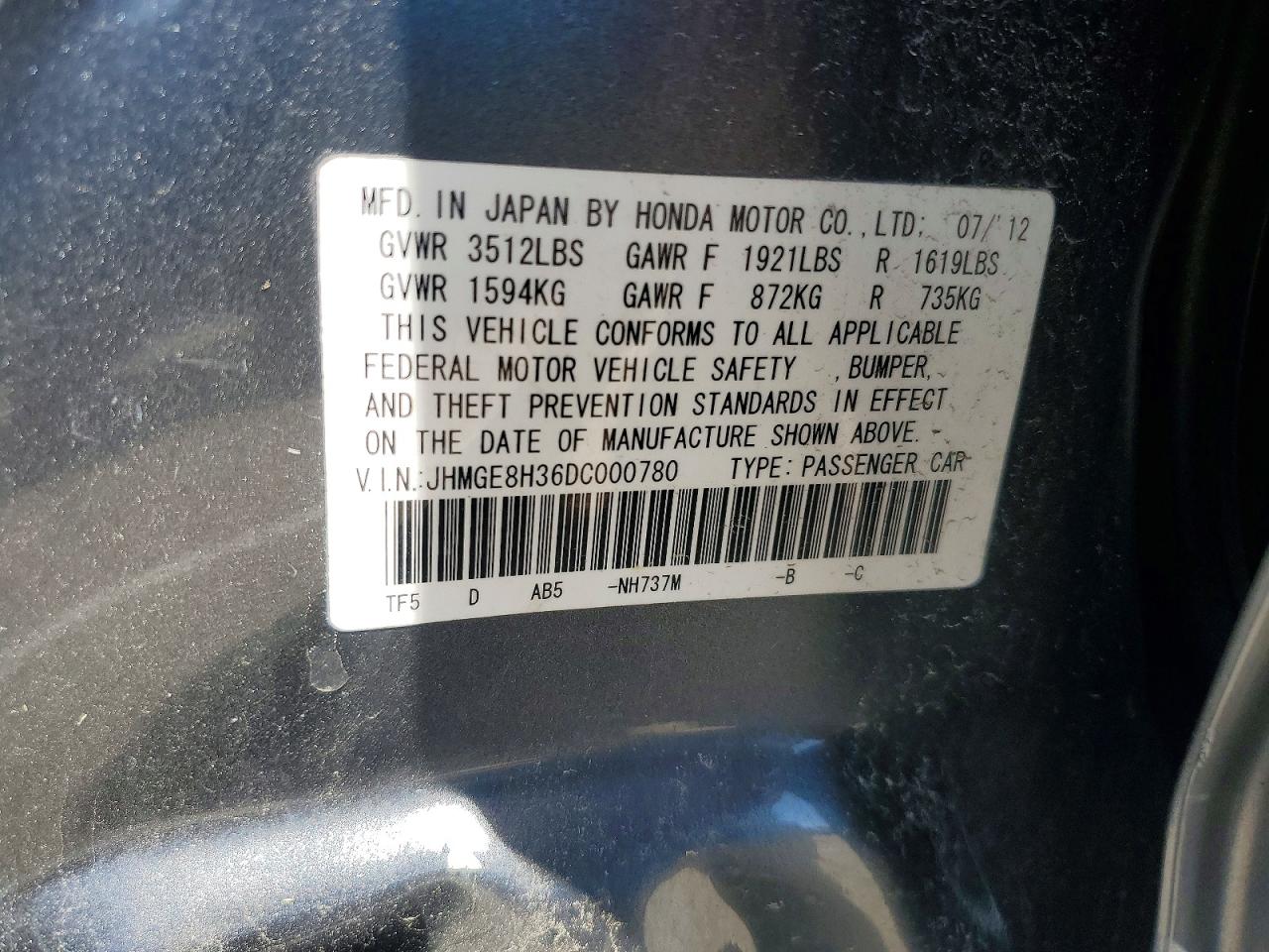 2013 HONDA FIT