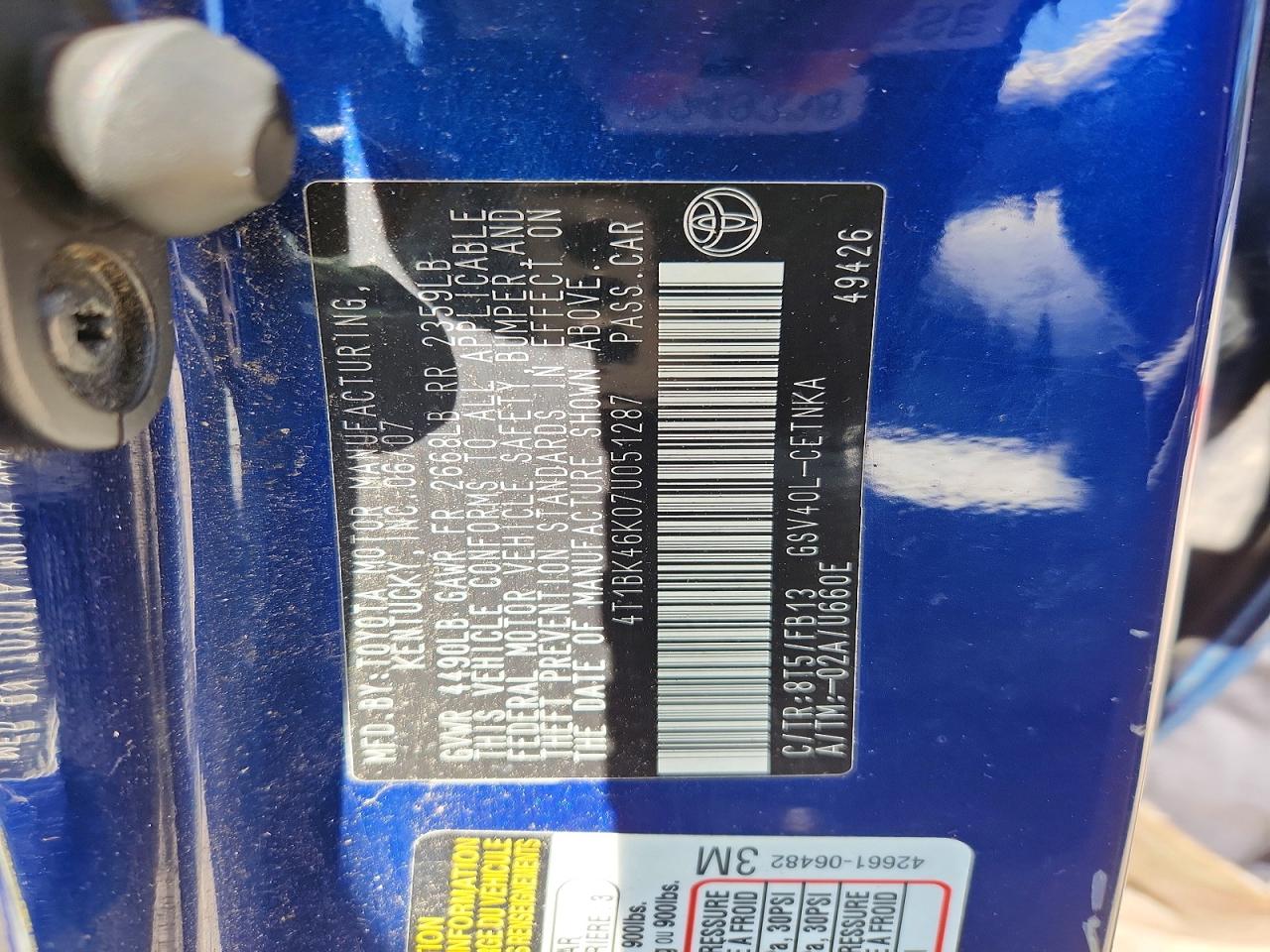 2007 TOYOTA CAMRY