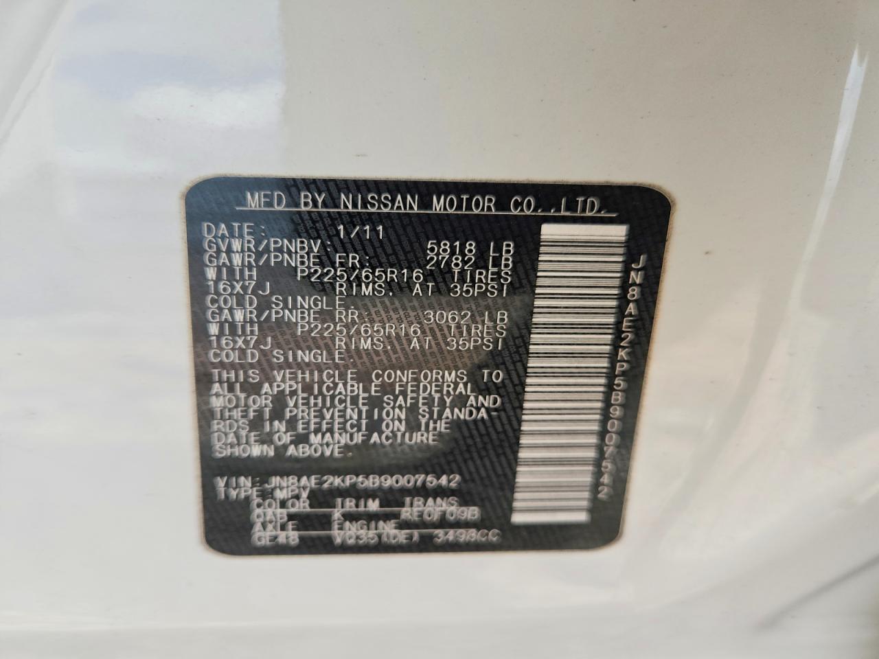 2011 NISSAN QUEST
