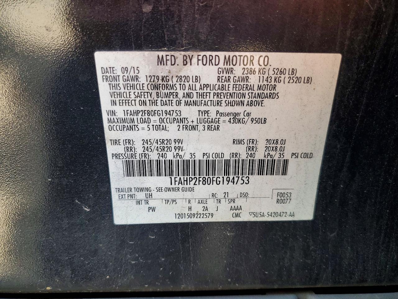 2015 FORD TAURUS