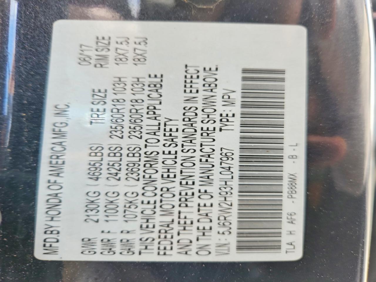 2017 HONDA CRV