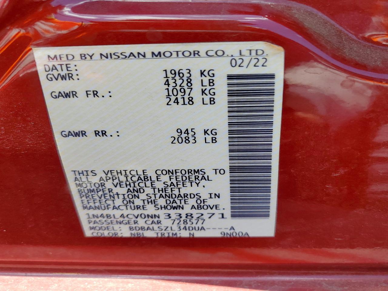 2022 NISSAN ALTIMA