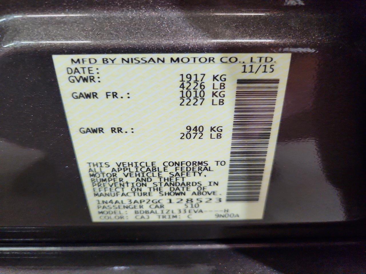 2016 NISSAN ALTIMA