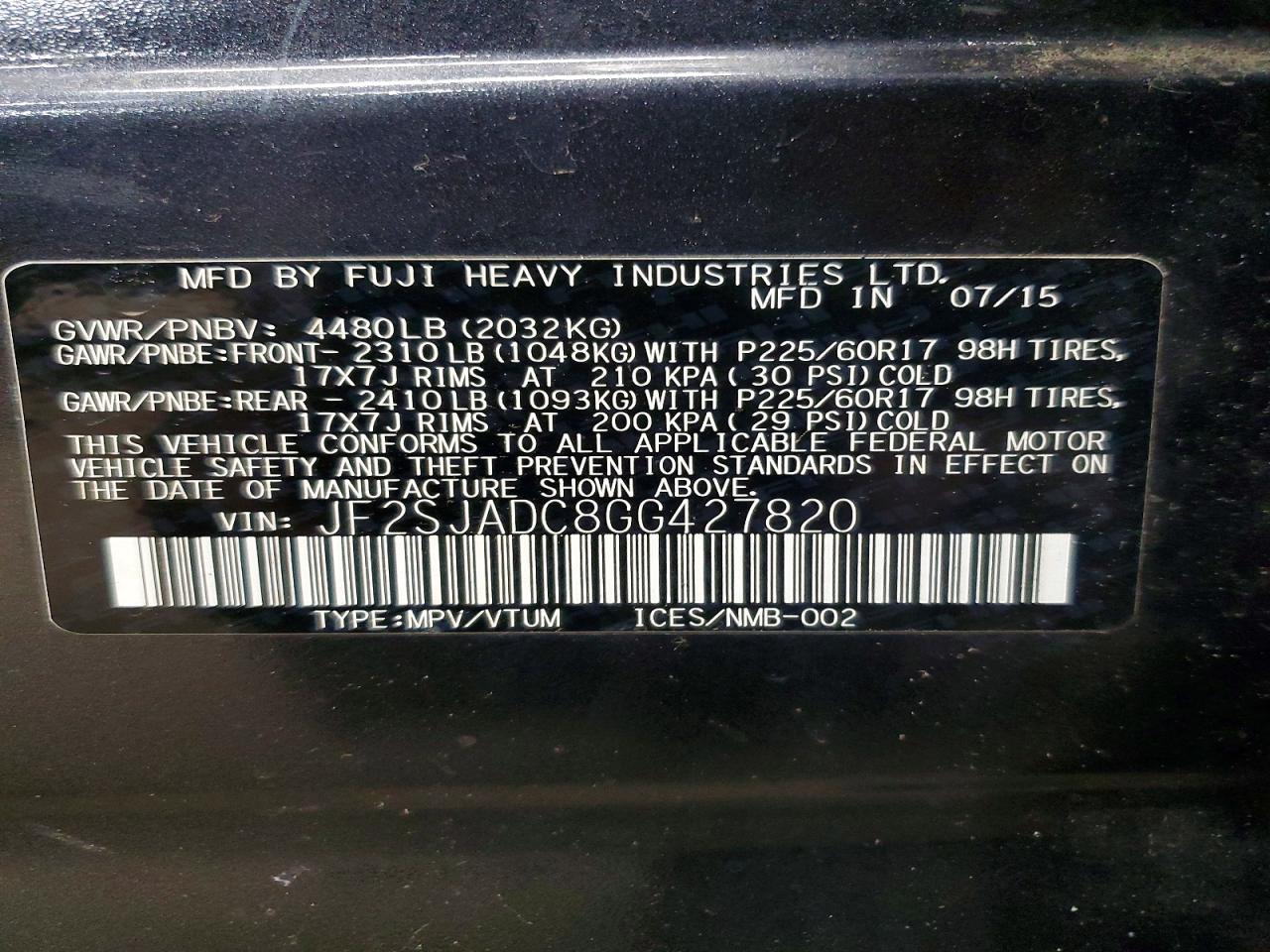 2016 SUBARU FORESTER