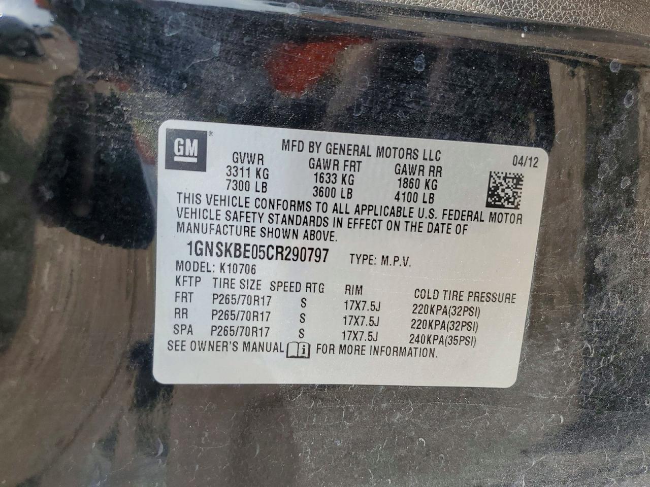 2012 CHEVROLET TAHOE