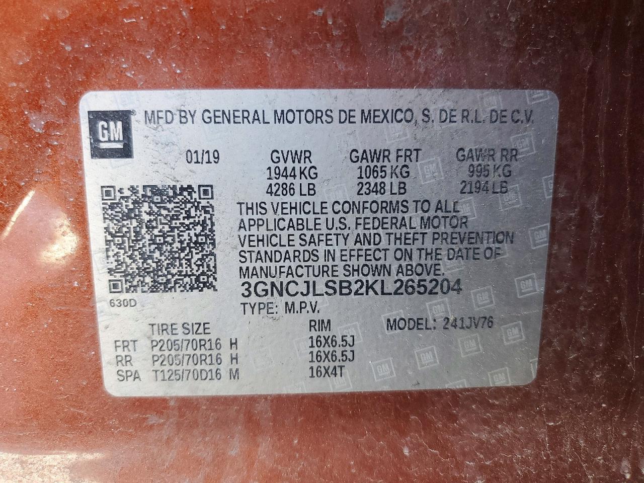 2019 CHEVROLET TRAX