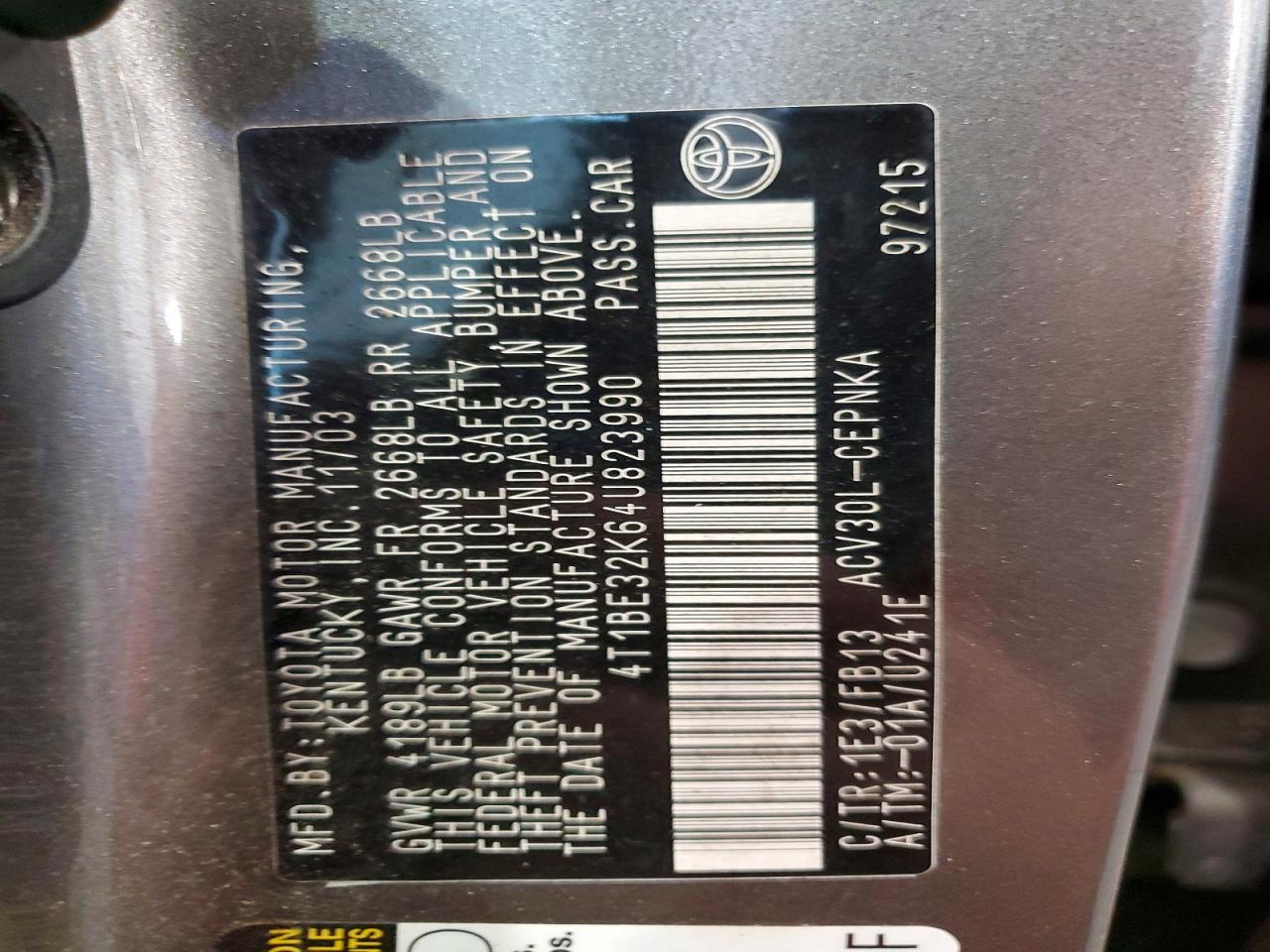 2004 TOYT CAMRY