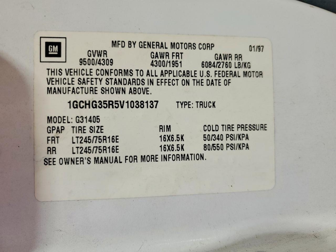 1997 CHEVROLET EXPRESS