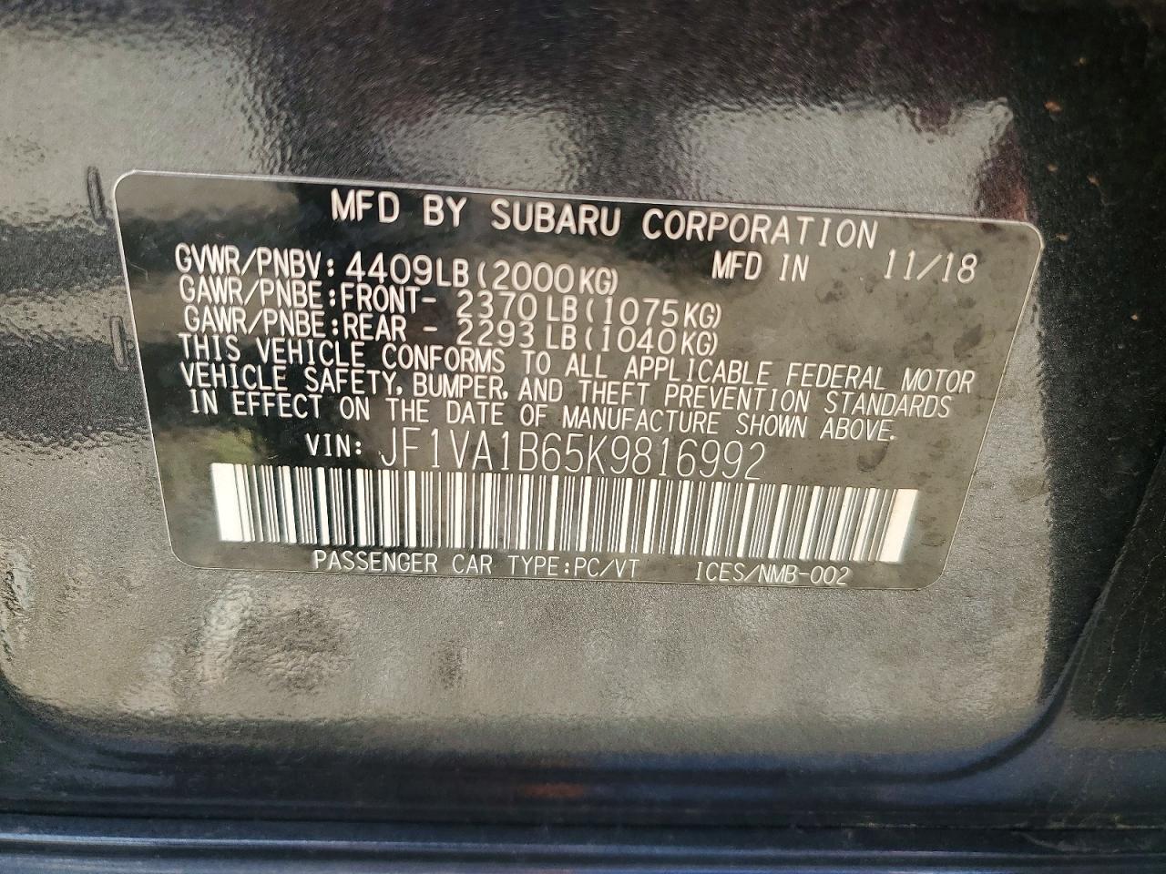 2019 SUBARU WRX