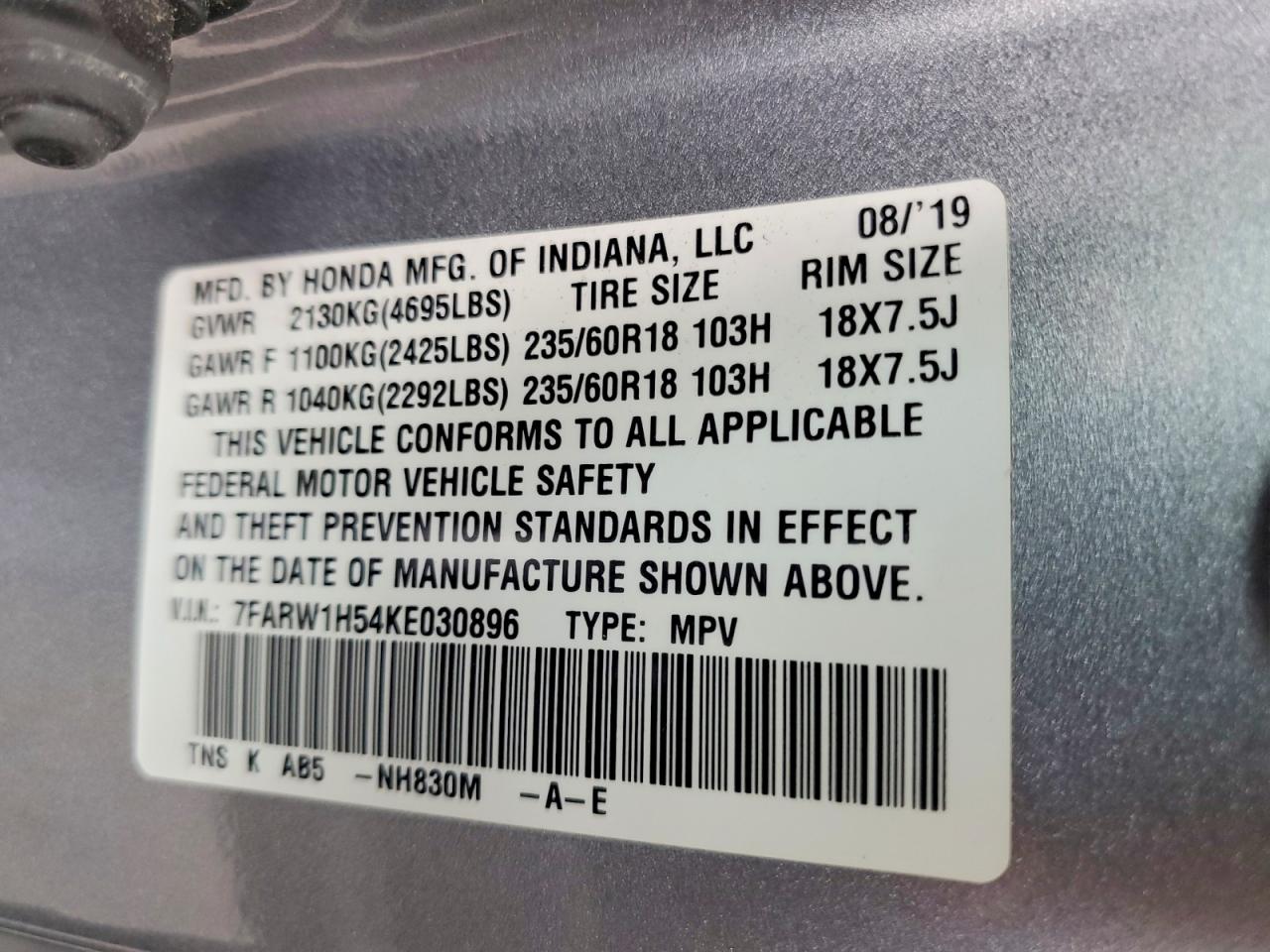 2019 HONDA CRV