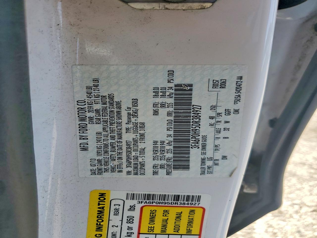 2013 FORD FUSION