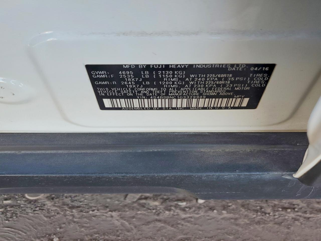 2016 SUBARU OUTBACK