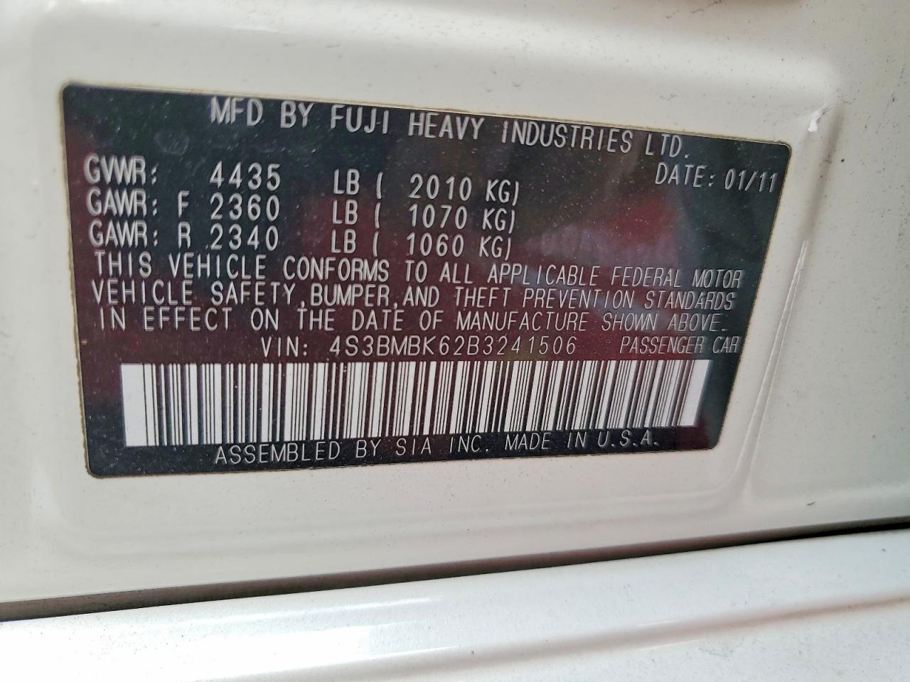 2011 SUBARU LEGACY