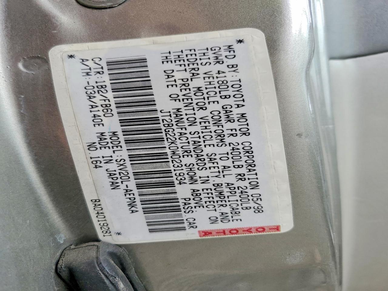 1998 TOYOTA CAMRY