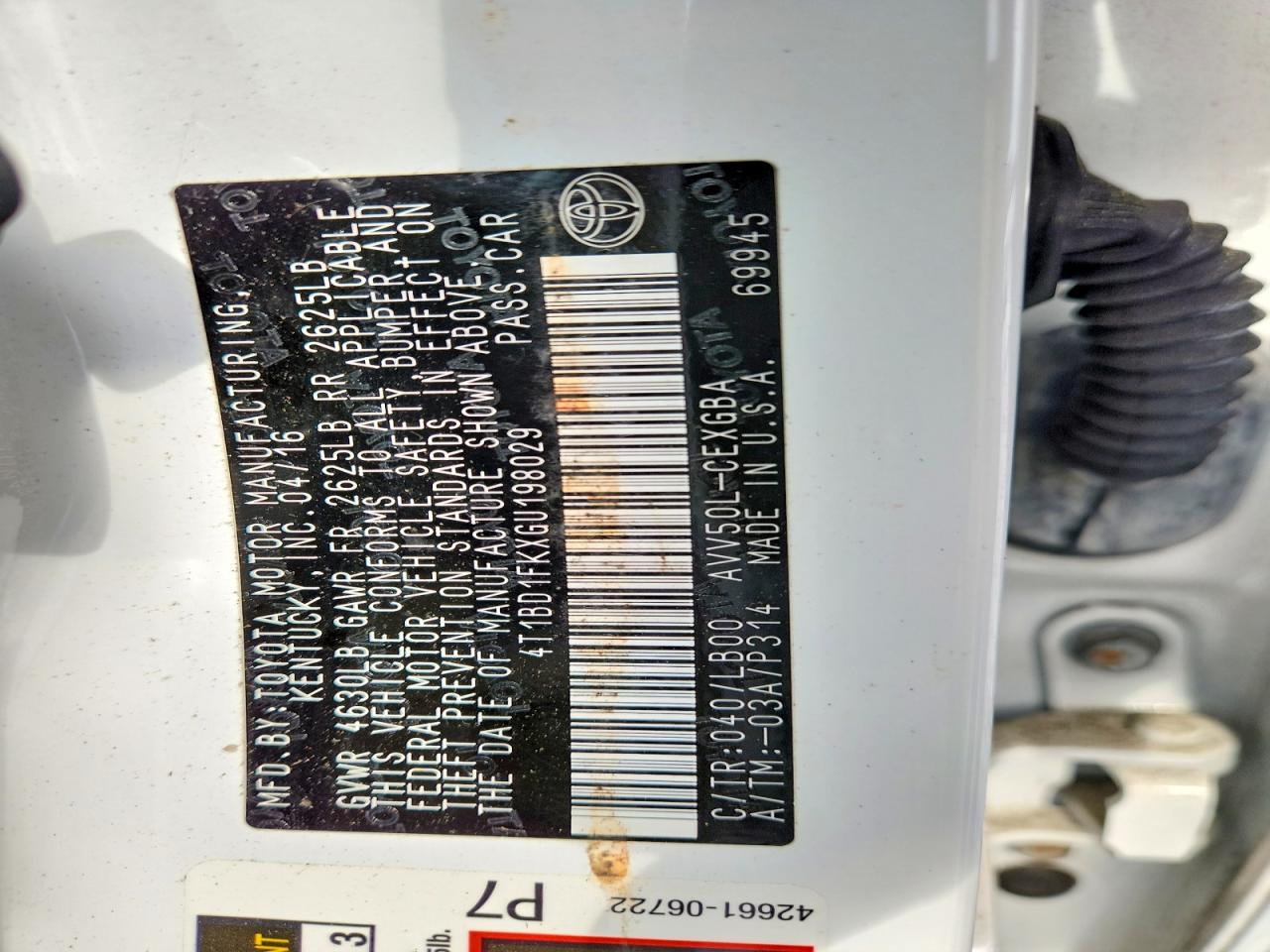 2016 TOYOTA CAMRY SOLA