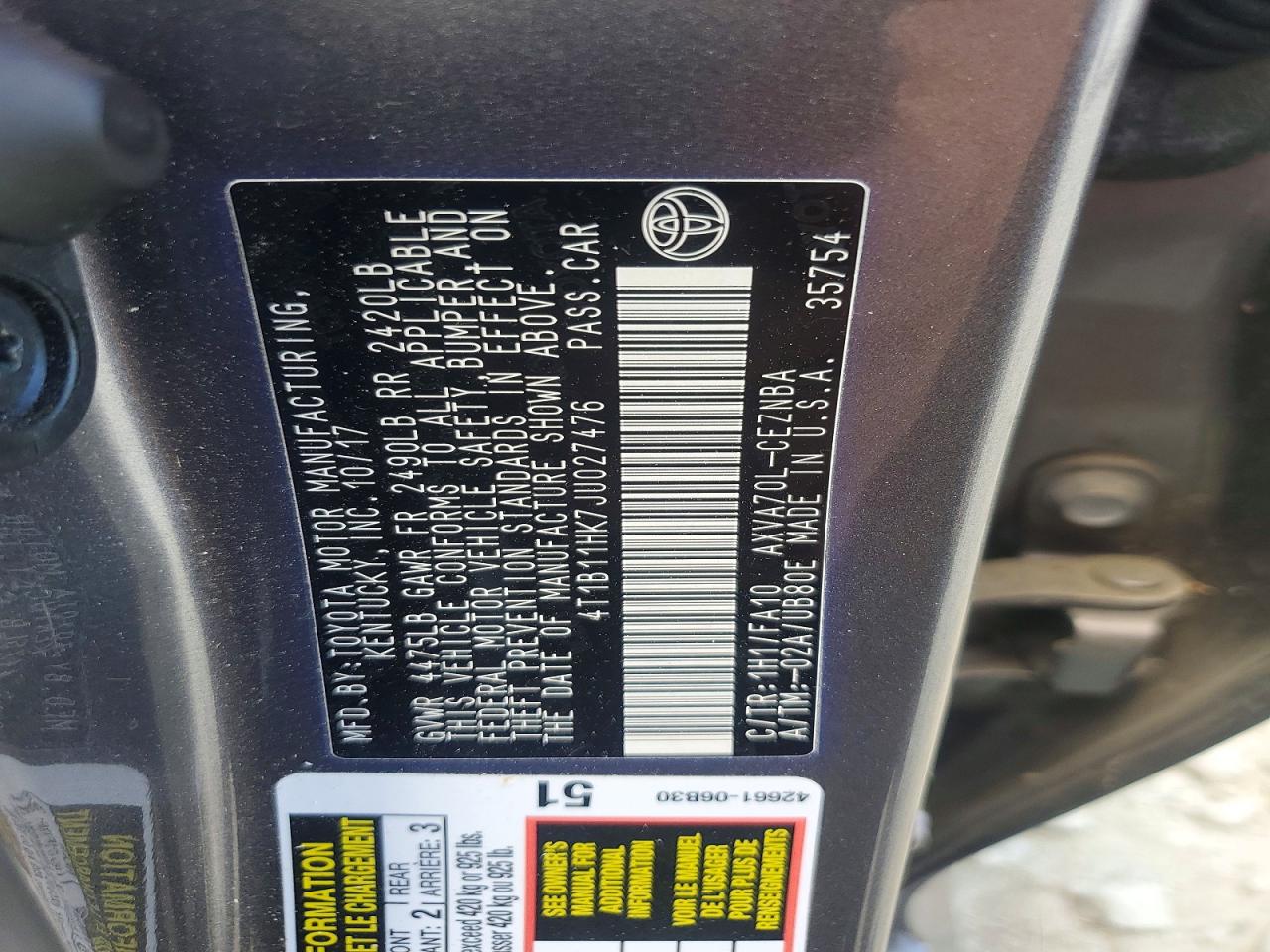 2018 TOYOTA CAMRY