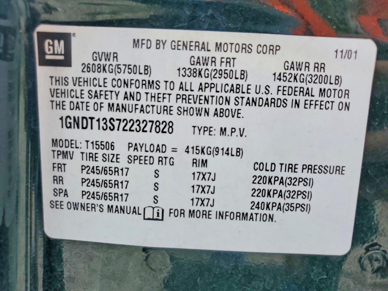 2002 CHEVROLET TRAILBLAZE