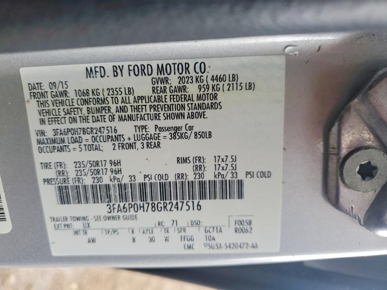 2016 FORD FUSION