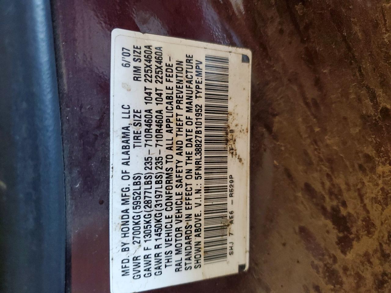 2007 HONDA ODYSSEY