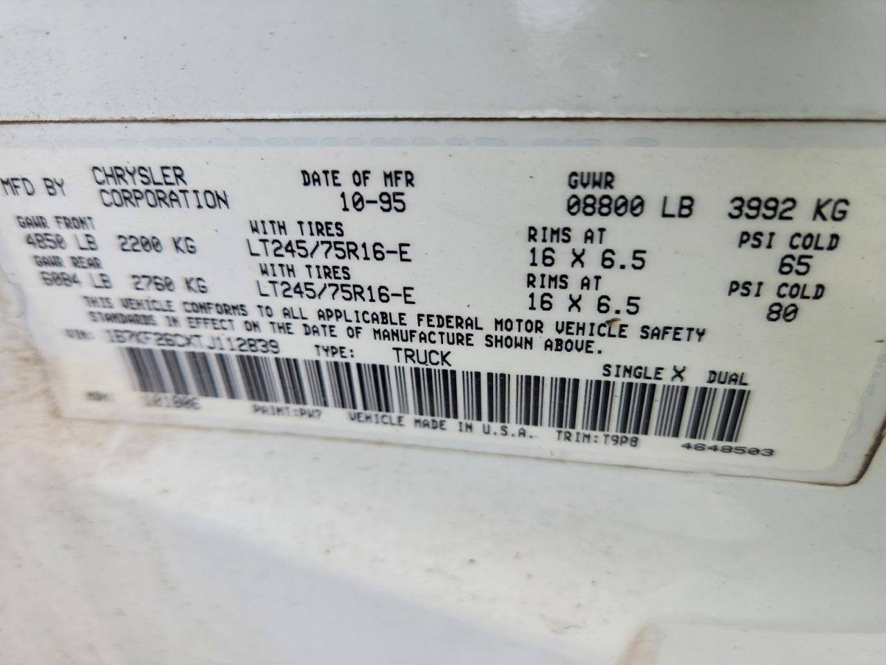 1996 DODGE RAM 2500