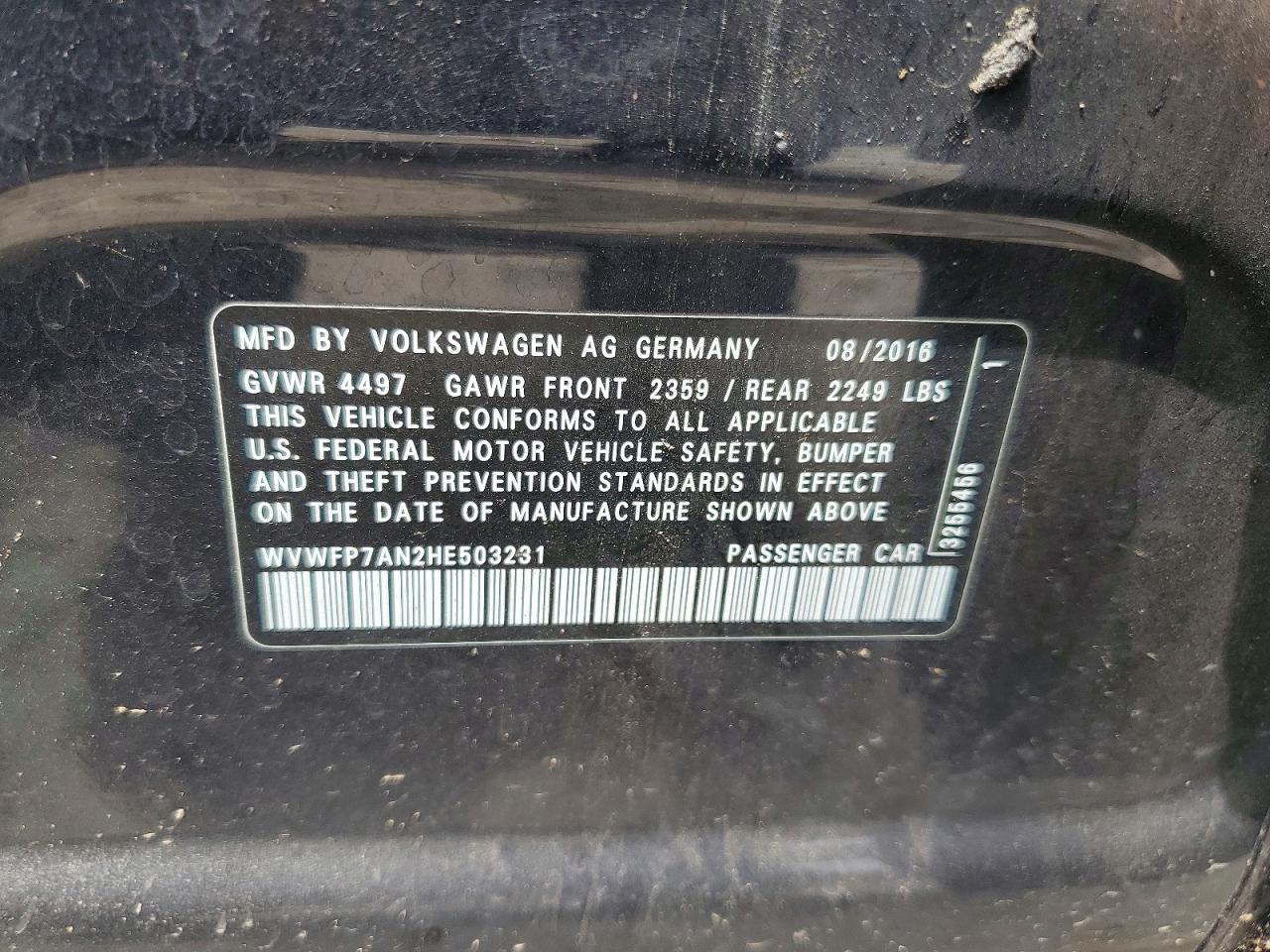 2017 VOLKSWAGEN CC
