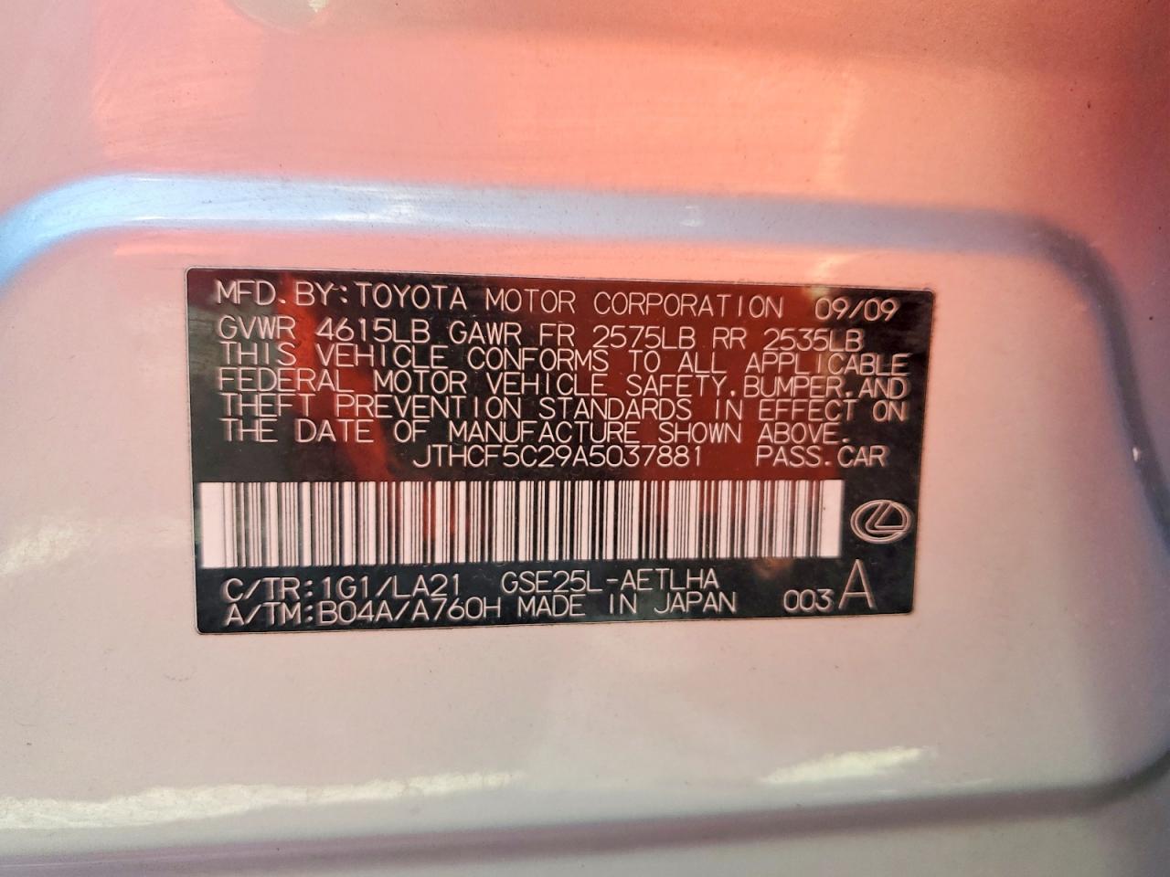 2010 LEXUS IS