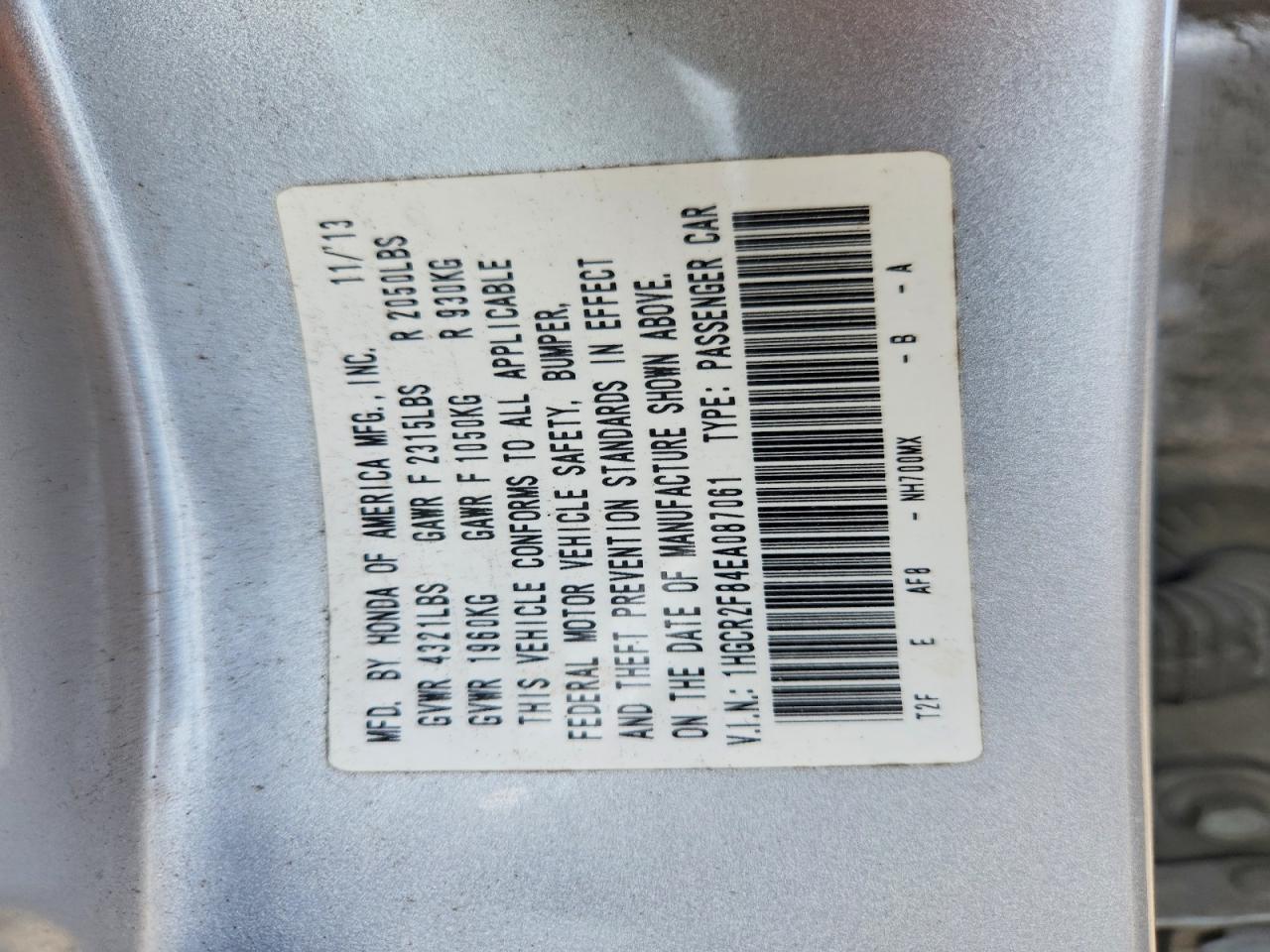 2014 HONDA ACCORD